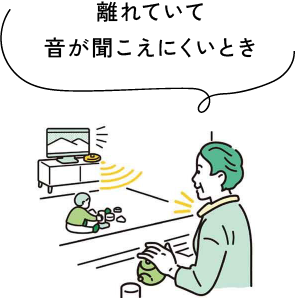 離れていて音が聞こえにくいとき